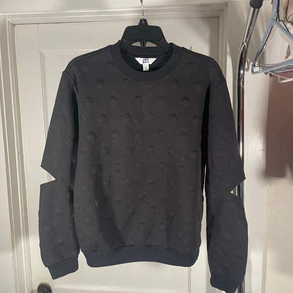 JOY LAB Black Polka Dot Open Elbow Sweater-S - Picture 2 of 4